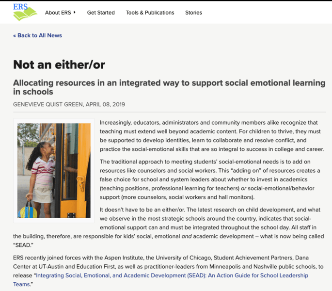 Not an either/or: Allocating resources in an integrated way to support social emotional learning in schools